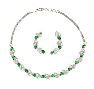 house of common Brass Rhodium Green Jewellery Set(Pack of 1)