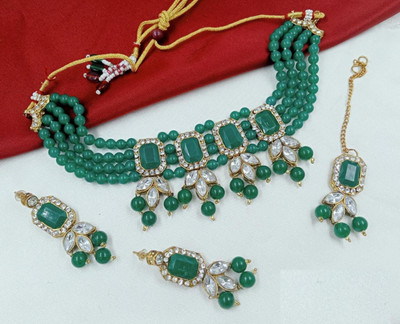 SUNDHA CREATION Alloy Gold-plated Green Jewellery Set(Pack of 1)