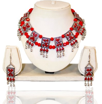 Sharmilasstudio Oxidised Silver Sterling Silver Red, Silver Jewellery Set(Pack of 1)