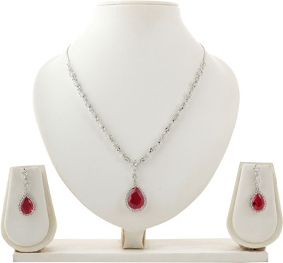 PARAM Alloy Silver Red, Silver Jewellery Set(Pack of 2)