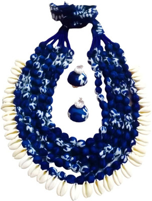 Chanda Fabric Blue Jewellery Set(Pack of 1)
