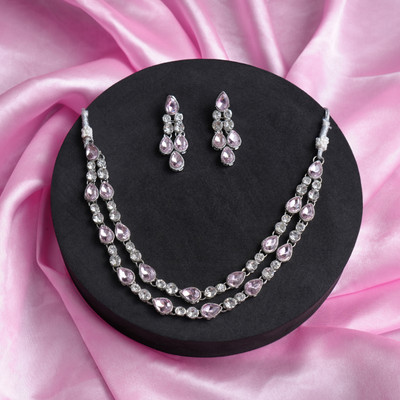 EIT Collection Alloy Silver Pink Jewellery Set(Pack of 3)