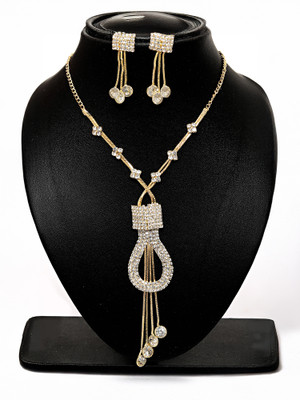 Gaazi jewellers Brass Gold-plated Gold, White Jewellery Set(Pack of 1)