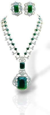 TWOLOVER Alloy Rhodium Green Jewellery Set(Pack of 1)