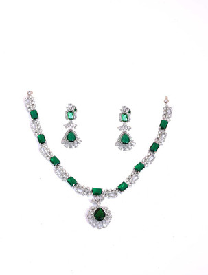 KD JEWELLERS Brass Green Jewellery Set(Pack of 1)