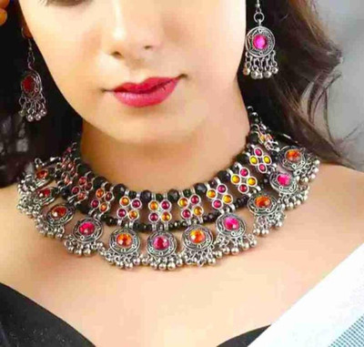 Shri Jyoti Ji Creations Alloy Red, Orange Jewellery Set(Pack of 1)