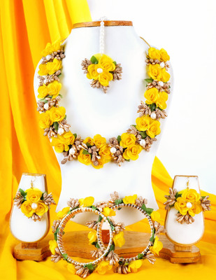 Ruhi Fabric Yellow Jewellery Set(Pack of 1)