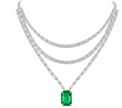 V.V. Sons Brass, Alloy Silver Green, Silver Jewellery Set(Pack of 1)