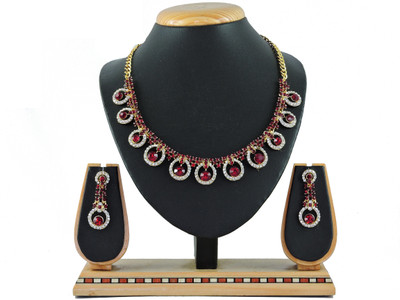 KAHAR CREATION Alloy Gold-plated Maroon Jewellery Set(Pack of 1)