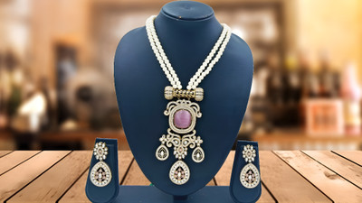 S Global Fashion Brass, Mother of Pearl Gold-plated, Brass Pink Jewellery Set(Pack of 3)