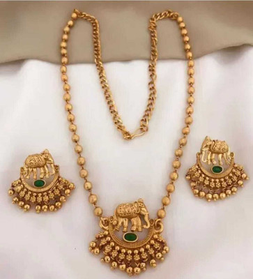 PSM Brass, Copper Gold-plated Green Jewellery Set(Pack of 1)