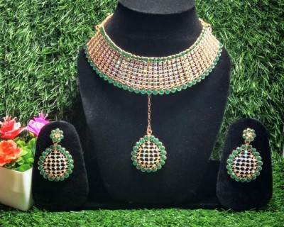 Arya Collection Alloy Gold-plated Green Jewellery Set(Pack of 1)