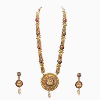Swarajshop Alloy Gold-plated Maroon Jewellery Set(Pack of 1)