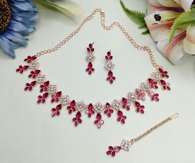 VATSALYA creation Alloy Gold-plated Ruby Red Jewellery Set(Pack of 1)