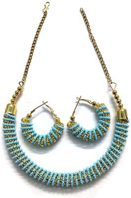 Aksh Enterprises Alloy Gold-plated Blue Jewellery Set(Pack of 1)