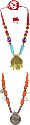 HOUSE OFF COMMON Oxidised Silver Multicolor, Orange Jewellery Set(Pack of 2)