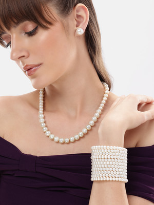 ANOUK Glass Rhodium White Jewellery Set(Pack of 1)