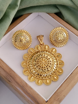 RIYARTHCREATION Brass Gold-plated Gold Jewellery Set(Pack of 1)