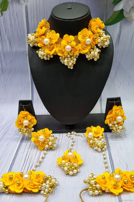 kalp creations Fabric Yellow Jewellery Set(Pack of 1)