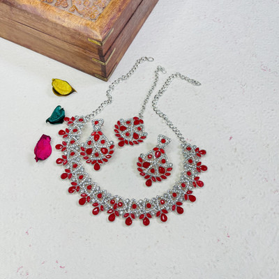 VATSALYA creation Alloy Gold-plated Red Jewellery Set(Pack of 3)