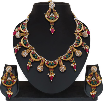 Matushri Art Brass, Zinc, Alloy Gold-plated Multicolor Jewellery Set(Pack of 1)