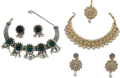 JMBW INTERNATIONAL Alloy Silver, Blue, Green, White Jewellery Set(Pack of 2)