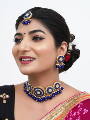 Shine Hub Alloy Gold-plated Blue Jewellery Set(Pack of 4)