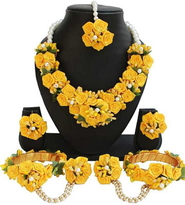 BHAVYUR ART & CRAFT Fabric Yellow Jewellery Set(Pack of 1)