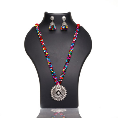 SUZEN Oxidised Silver Multicolor Jewellery Set(Pack of 3)