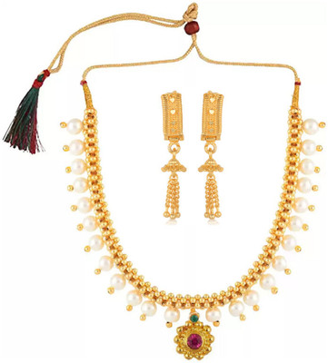 Heer Collection Brass, Copper, Dori, Alloy Gold-plated Gold, Brown Jewellery Set(Pack of 1)