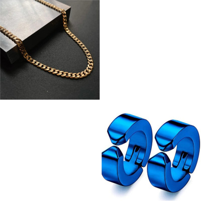 MAATRCHAAYA Stainless Steel Gold-plated, Sterling Silver Gold, Blue Jewellery Set(Pack of 2)