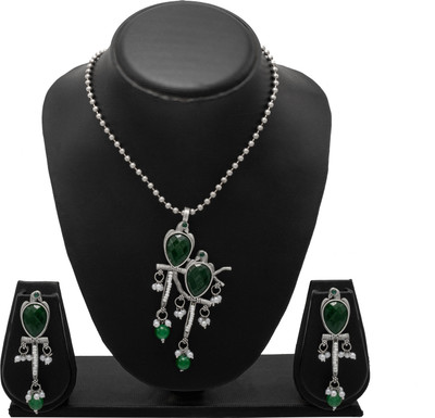 Shining Jewel Brass Brass Green Jewellery Set(Pack of 3)