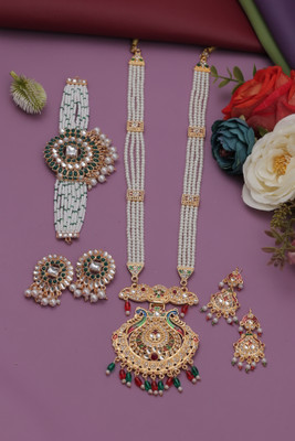 VISITART JEWELLERY Alloy Gold-plated White Jewellery Set(Pack of 6)