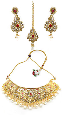 VIVA VIRAL Brass, Dori Gold-plated Red, White, Gold Jewellery Set(Pack of 1)