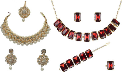 JMBW INTERNATIONAL Alloy White, Red Jewellery Set(Pack of 2)