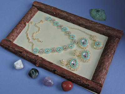 VATSALYA creation Alloy Gold-plated Turquoise Jewellery Set(Pack of 1)