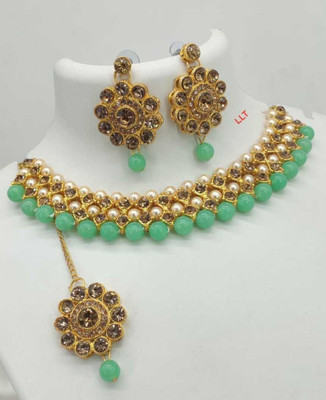 Nivaan Alloy Gold-plated Green, Gold Jewellery Set(Pack of 1)
