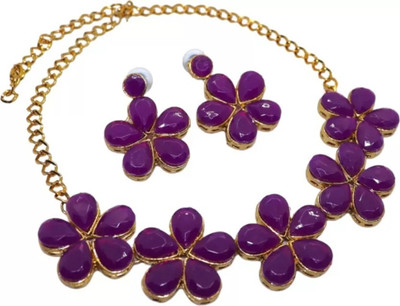 Nivaan Brass Copper Purple Jewellery Set(Pack of 1)
