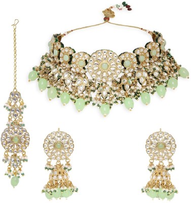 Oomph Alloy Gold-plated Green, White, Gold Jewellery Set(Pack of 3)