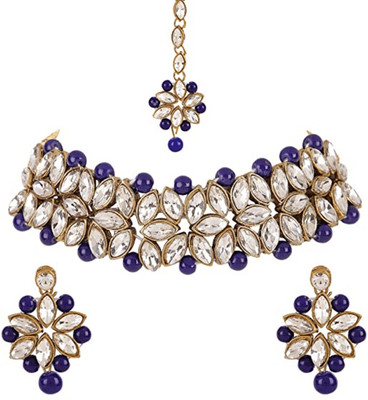 Lathar Alloy Blue Jewellery Set(Pack of 1)