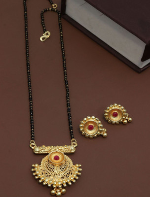 Rhosyn Brass, Alloy Gold-plated Gold, Red Jewellery Set(Pack of 1)
