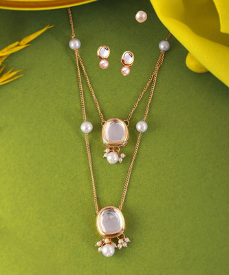 MANSIYAORANGE Alloy Gold-plated White Jewellery Set(Pack of 1)