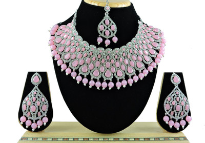 VATSALYA creation Alloy Gold-plated Pink Jewellery Set(Pack of 1)