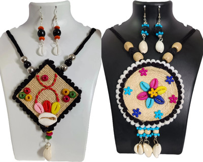 Loknath Handcraft Fabric Multicolor Jewellery Set(Pack of 2)