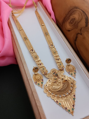 DENISHA Brass Gold-plated Gold Jewellery Set(Pack of 1)