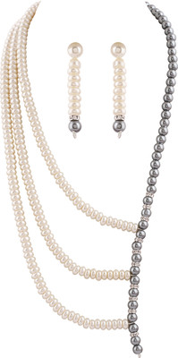 poojithajewellers Mother of Pearl Sterling Silver Grey, White Jewellery Set(Pack of 1)