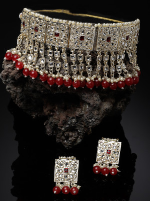 Studio Sukkhi Alloy Gold-plated Maroon Jewellery Set(Pack of 1)
