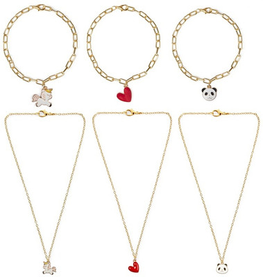 EnlightenMani Alloy Gold-plated Multicolor Jewellery Set(Pack of 6)