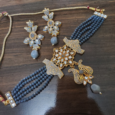 RAJASTHANI GAHANA Alloy Gold-plated Grey Jewellery Set(Pack of 1)