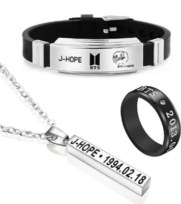 University Trendz Stainless Steel Silver Silver, Black Jewellery Set(Pack of 1)